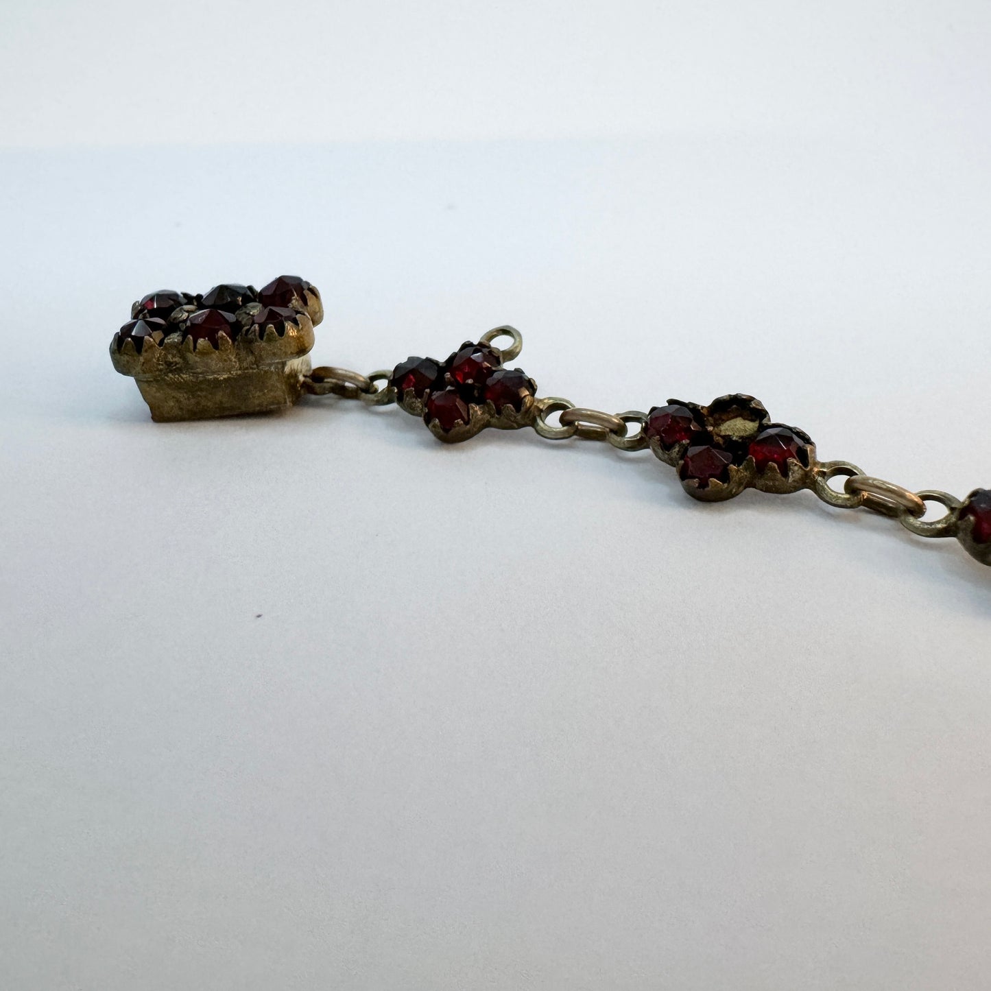 Early 1900s. Antique Bohemian Garnet Gilt Metal Necklace.