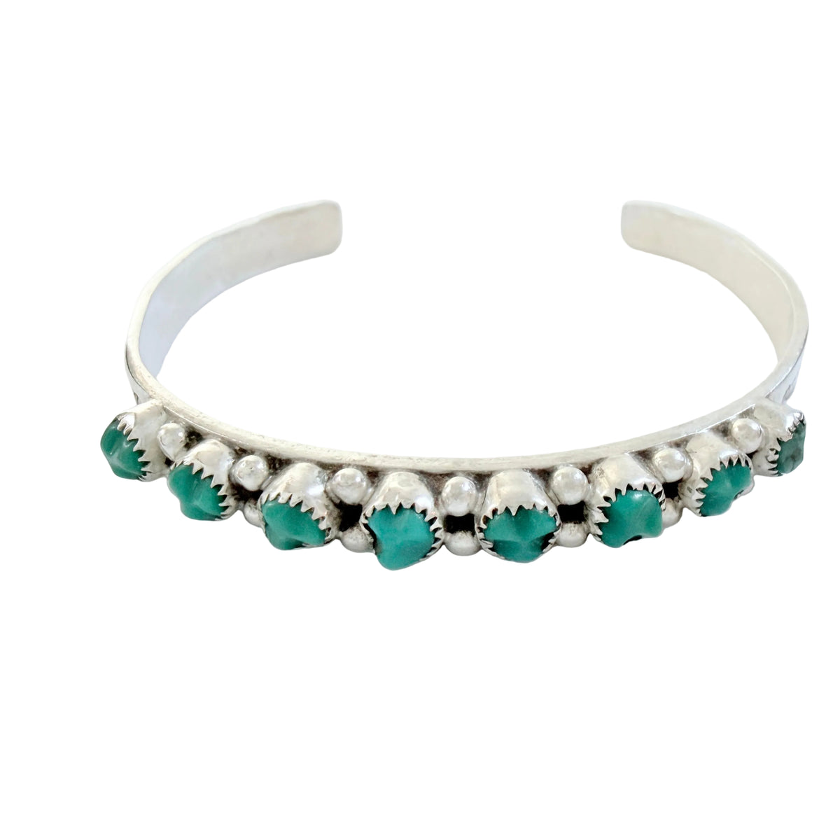 L J Lonasee. Vintage Native American Sterling Silver Turquoise Bracelet.