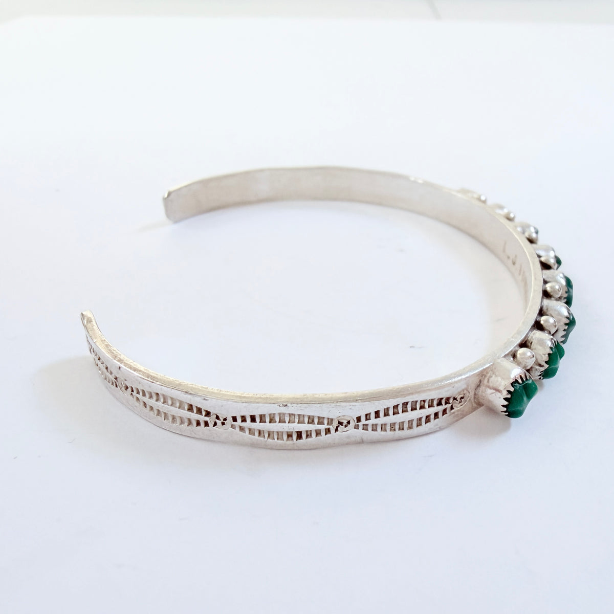 L J Lonasee. Vintage Native American Sterling Silver Turquoise Bracelet.