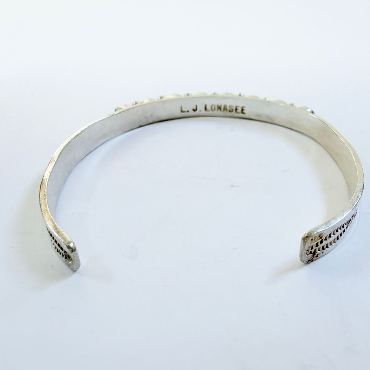 L J Lonasee. Vintage Native American Sterling Silver Turquoise Bracelet.