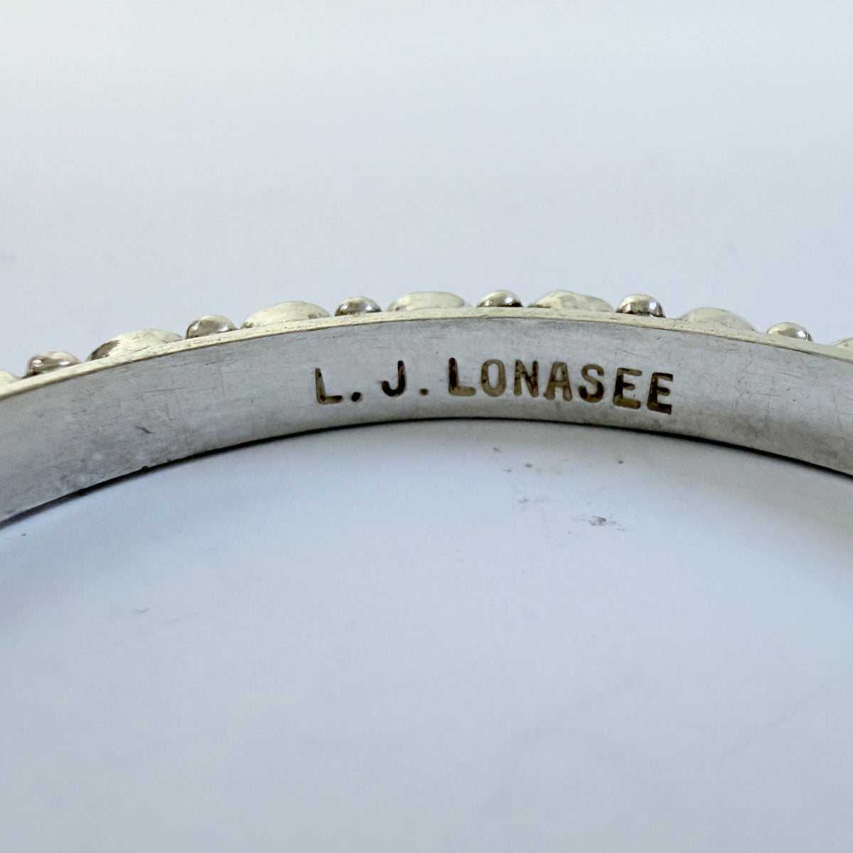 L J Lonasee. Vintage Native American Sterling Silver Turquoise Bracelet.
