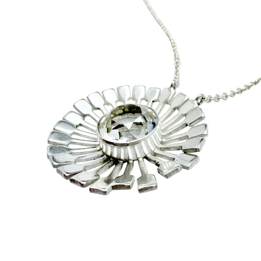 Victor Janson, Sweden 1973. Vintage Sterling Silver Rock Crystal Pendant Necklace.