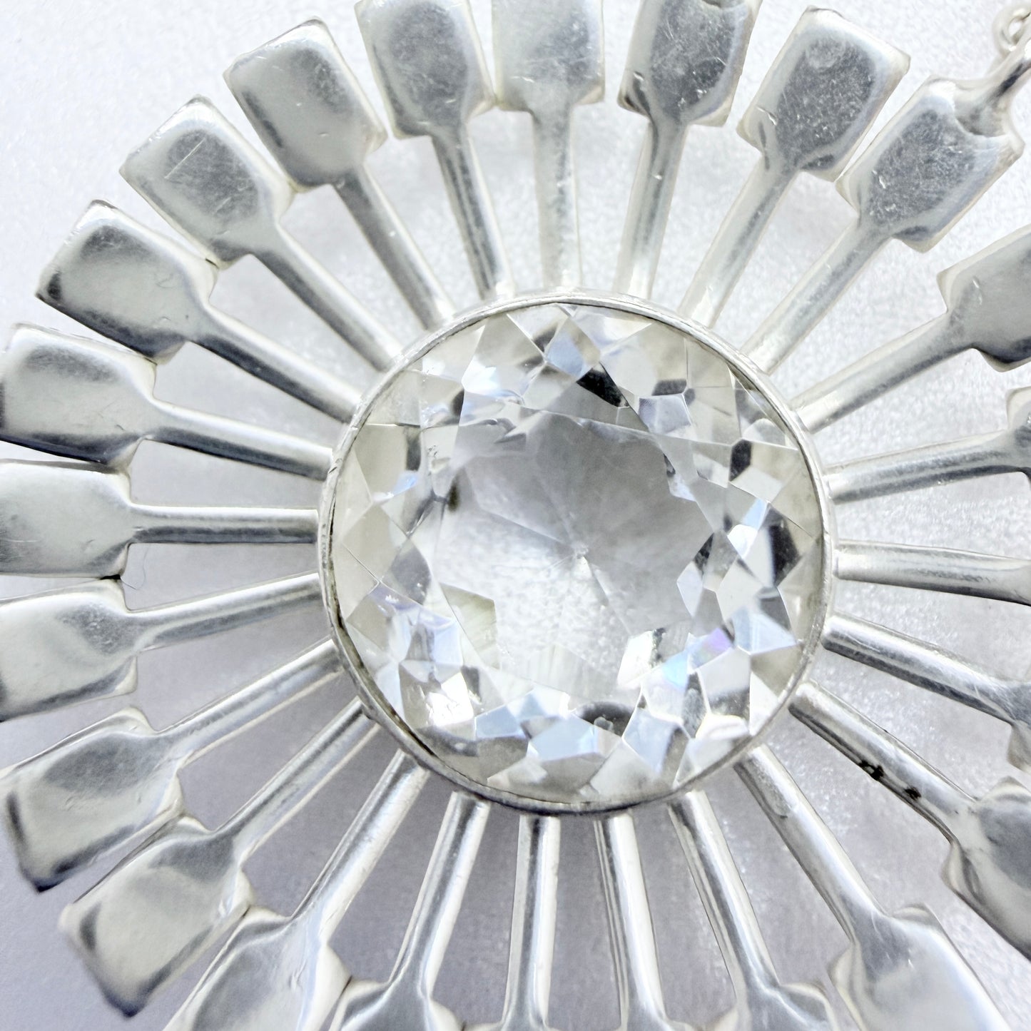 Victor Janson, Sweden 1973. Vintage Sterling Silver Rock Crystal Pendant Necklace.