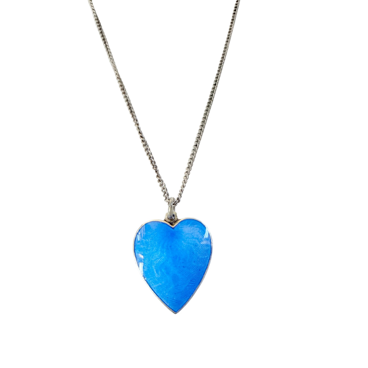 O.F. Hjortdahl, Norway. Vintage Sterling Silver Enamel Heart Pendant Necklace.