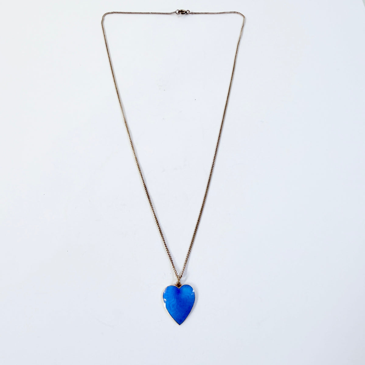 O.F. Hjortdahl, Norway. Vintage Sterling Silver Enamel Heart Pendant Necklace.