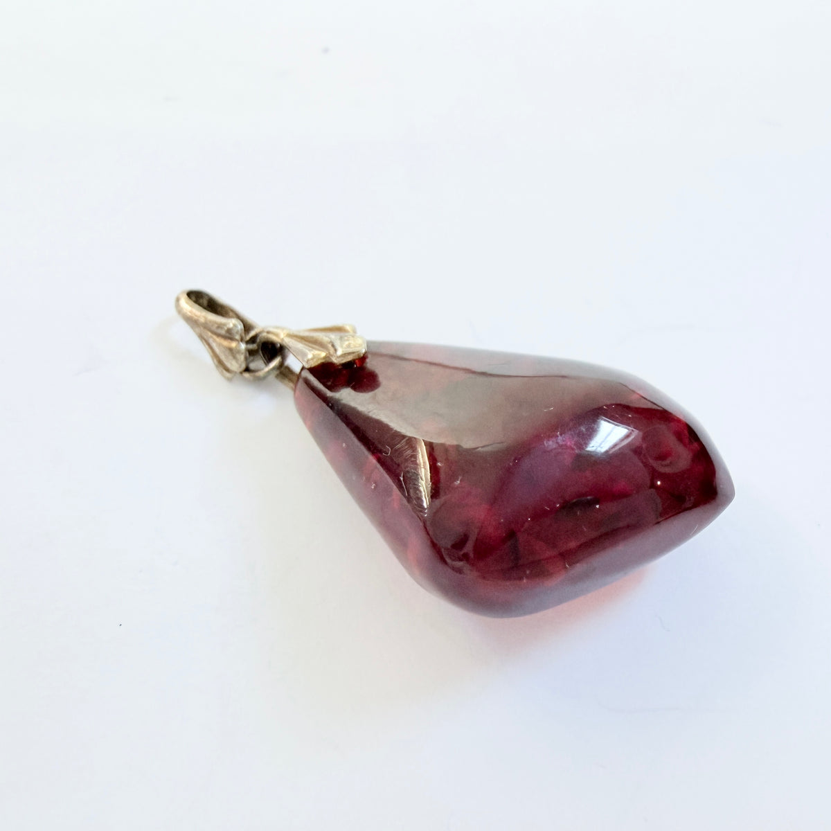 Vintage 835 Silver Amber Pendant.