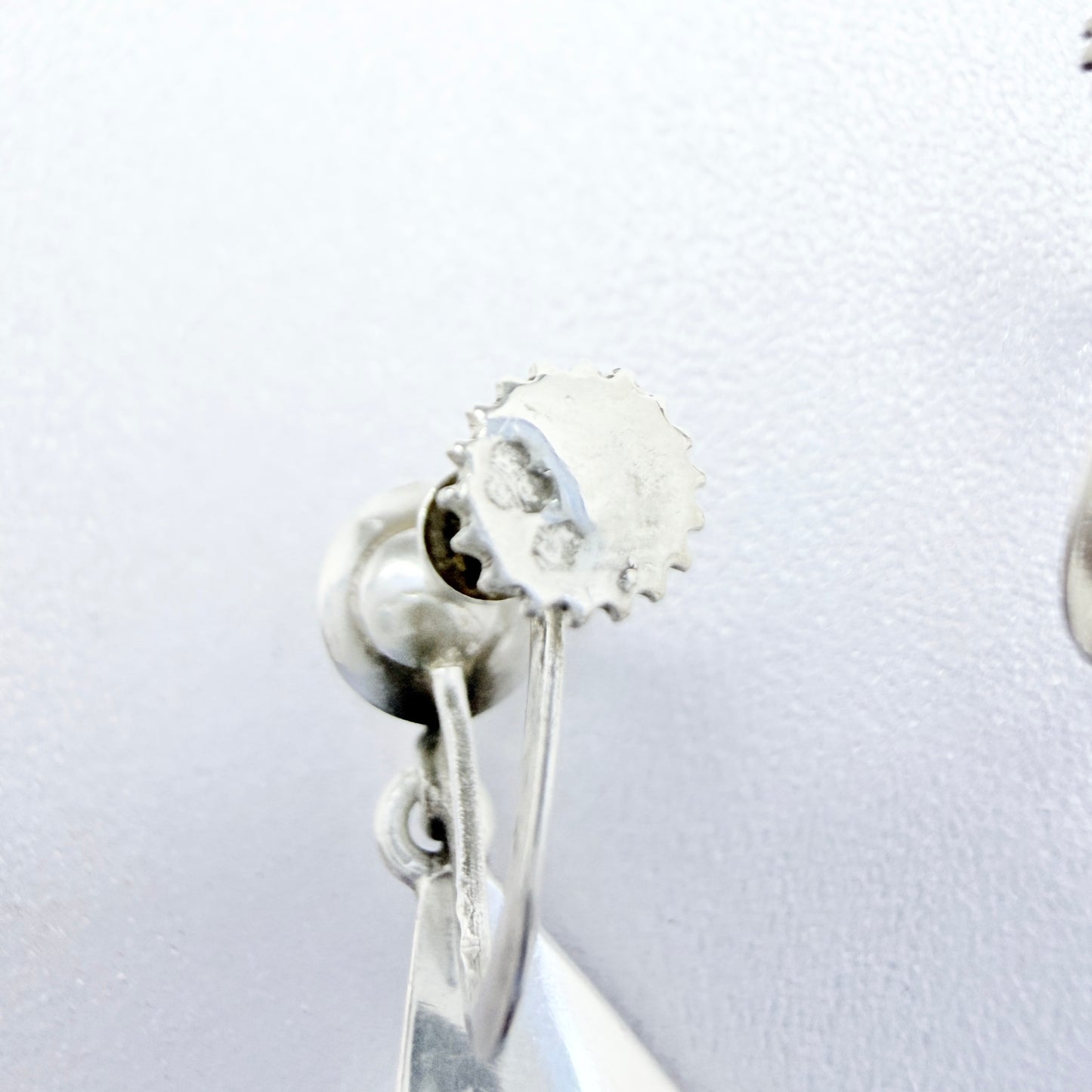 Elsbri Börje Sam, Sweden 1955. Vintage Solid Silver Quartz Earrings.