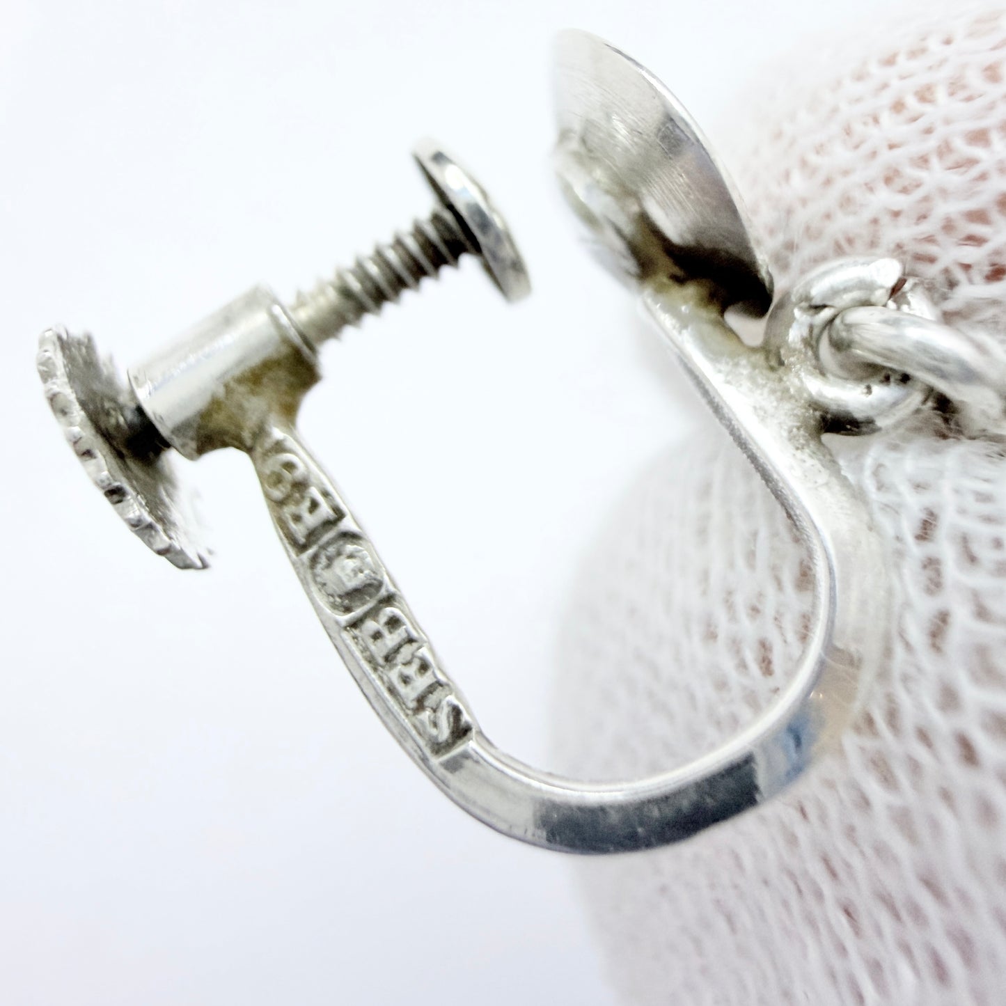 Elsbri Börje Sam, Sweden 1955. Vintage Solid Silver Quartz Earrings.