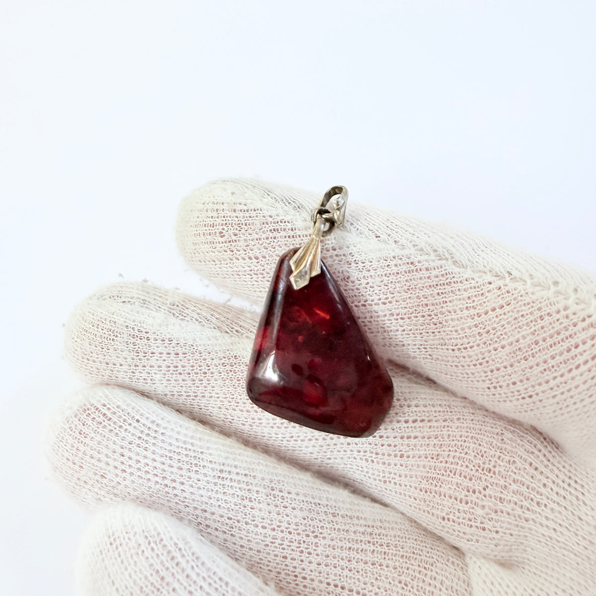 Vintage 835 Silver Amber Pendant.