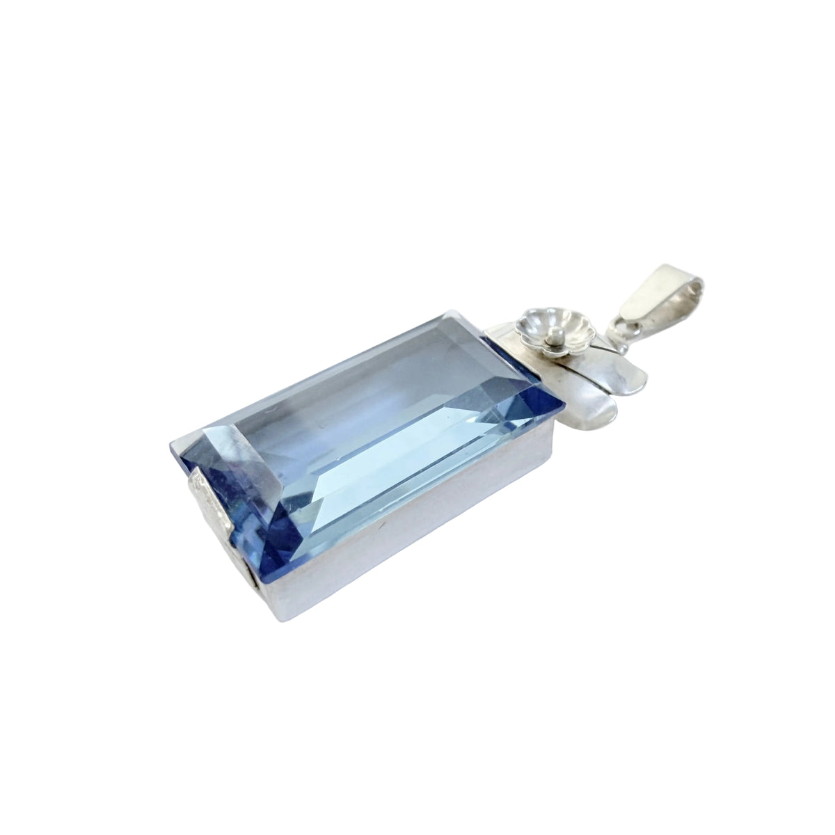 Martin Elmblad, Sweden 1947. Vintage Sterling Silver Blue Glass Pendant.