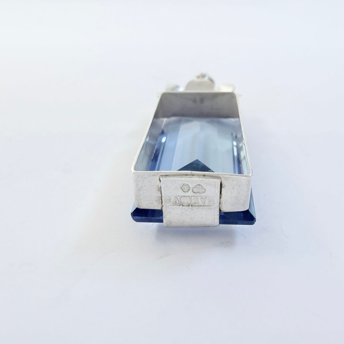 Martin Elmblad, Sweden 1947. Vintage Sterling Silver Blue Glass Pendant.