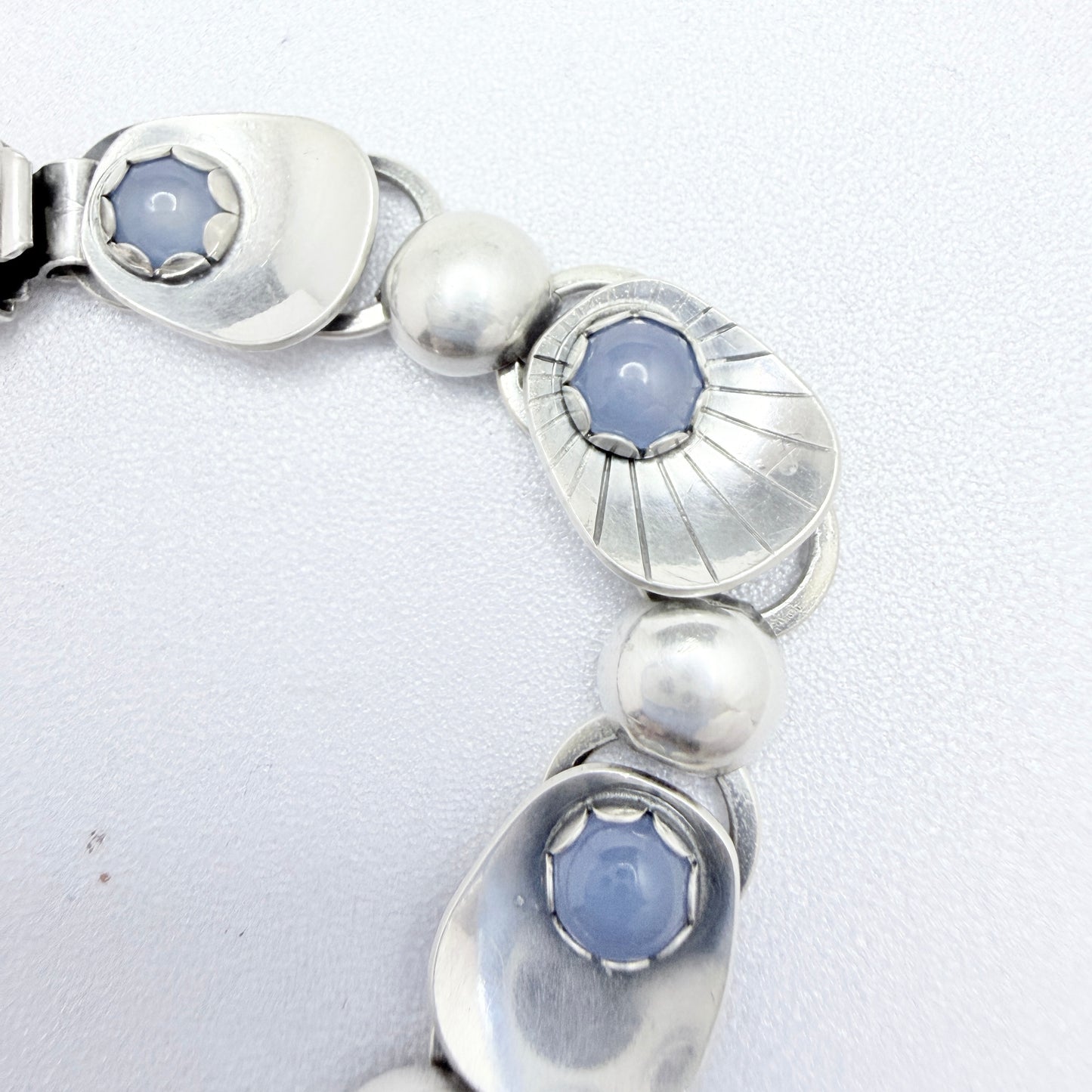 Alton, Sweden 1956. Vintage Sterling Silver Chalcedony Bracelet.
