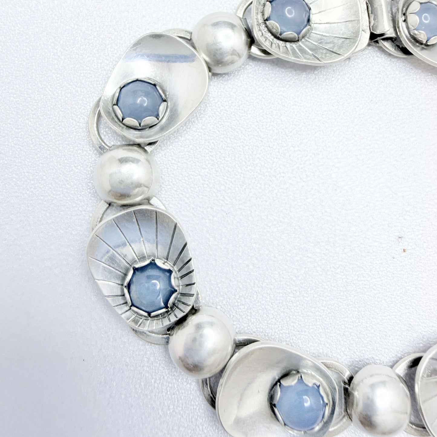 Alton, Sweden 1956. Vintage Sterling Silver Chalcedony Bracelet.