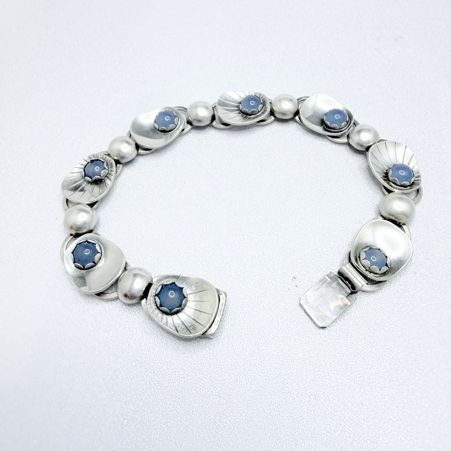 Alton, Sweden 1956. Vintage Sterling Silver Chalcedony Bracelet.