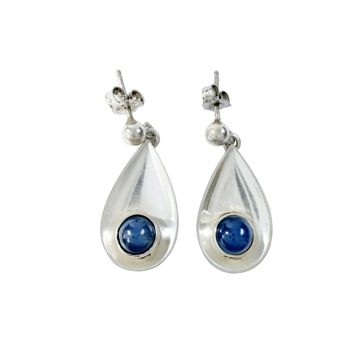 Sweden c 1960s. Solid Silver Chalcedony Earrings.