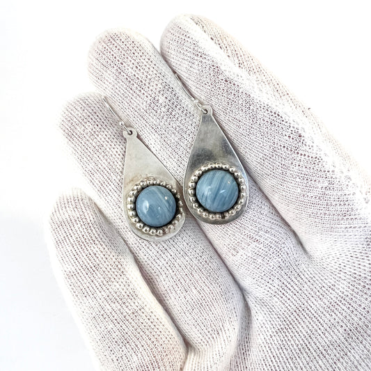 Sweden c 1970s. Vintage Sterling Silver Bergslagen-stone Earrings.