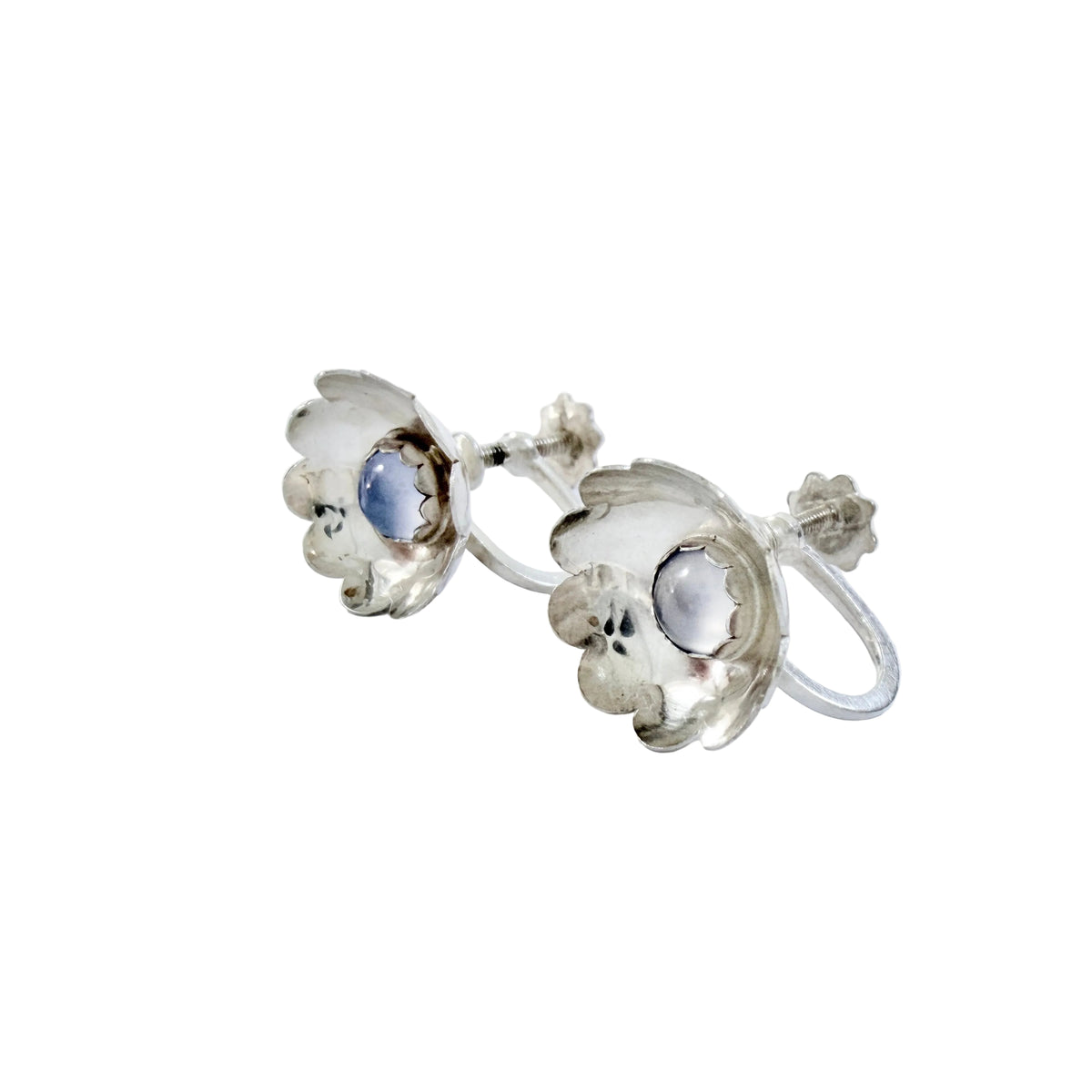 Raag & Havam, Sweden 1957. Vintage Solid Silver Chalcedony Earrings.