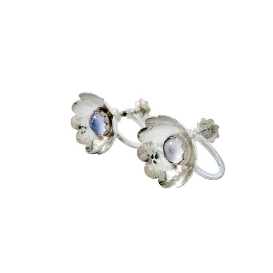 Raag & Havam, Sweden 1957. Vintage Solid Silver Chalcedony Earrings.