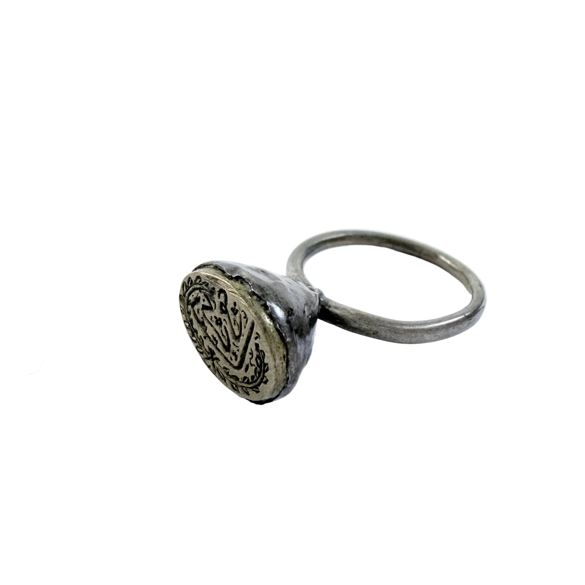Antique Islamic Silver Brass Signet Ring.