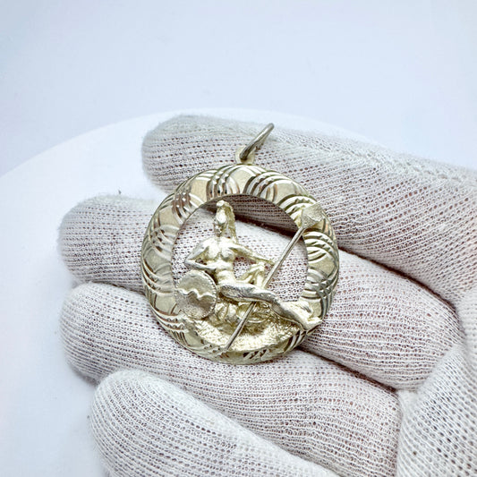 Vintage Sterling Silver Pendant. Greek God Ares.