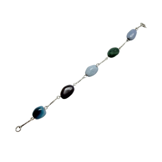 Sweden 1970-80s. Vintage Solid SIlver Bergslagen-stone Bracelet.