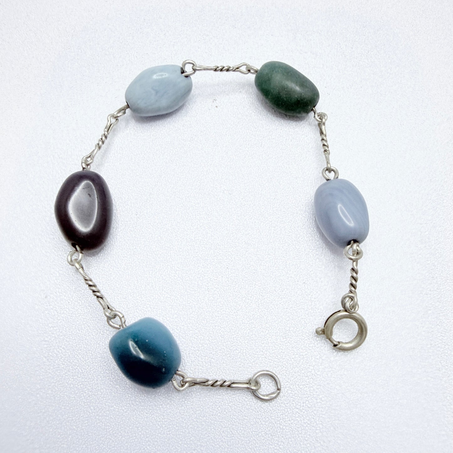 Sweden 1970-80s. Vintage Solid SIlver Bergslagen-stone Bracelet.