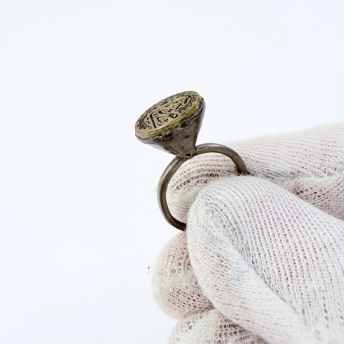 Antique Islamic Silver Brass Signet Ring.