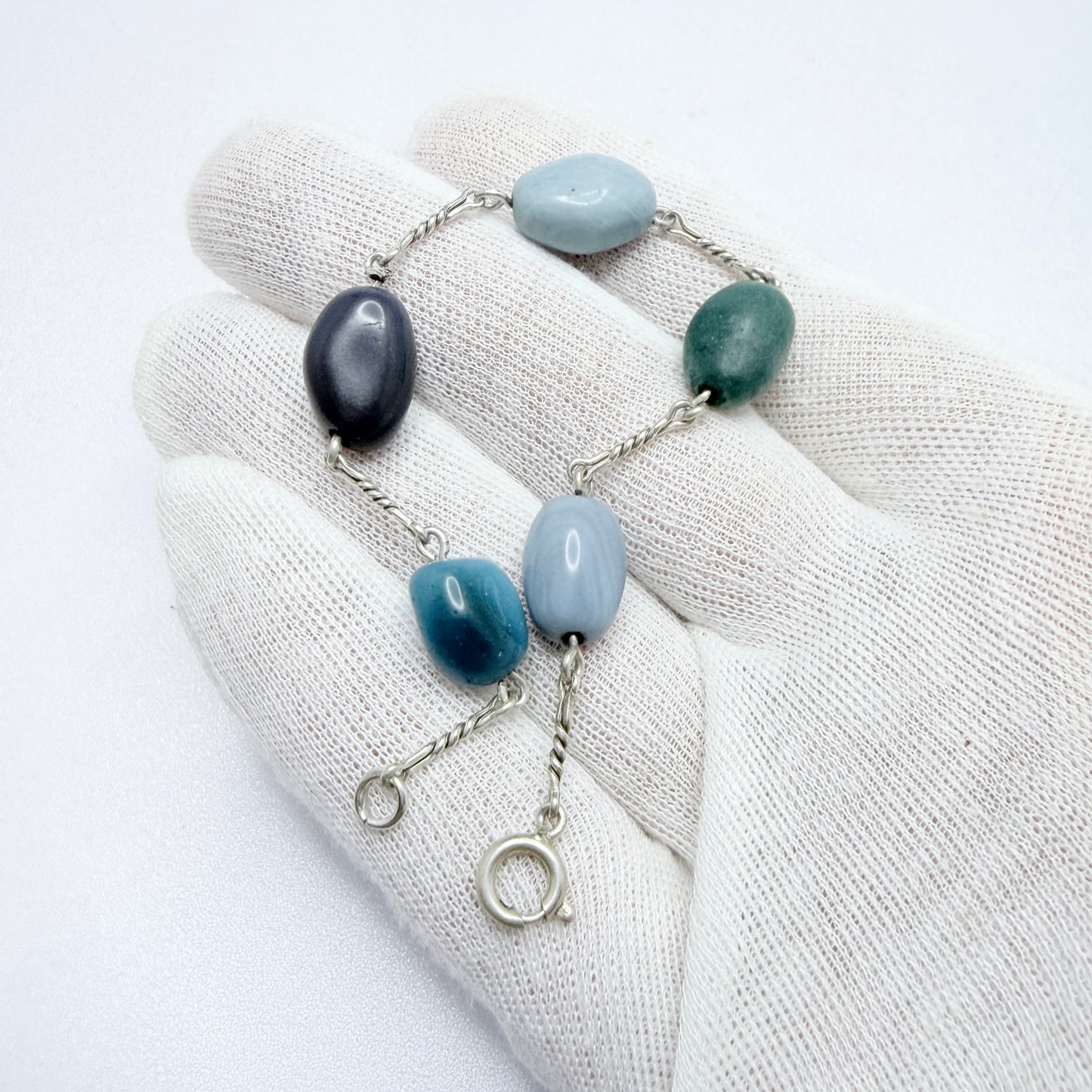 Sweden 1970-80s. Vintage Solid SIlver Bergslagen-stone Bracelet.