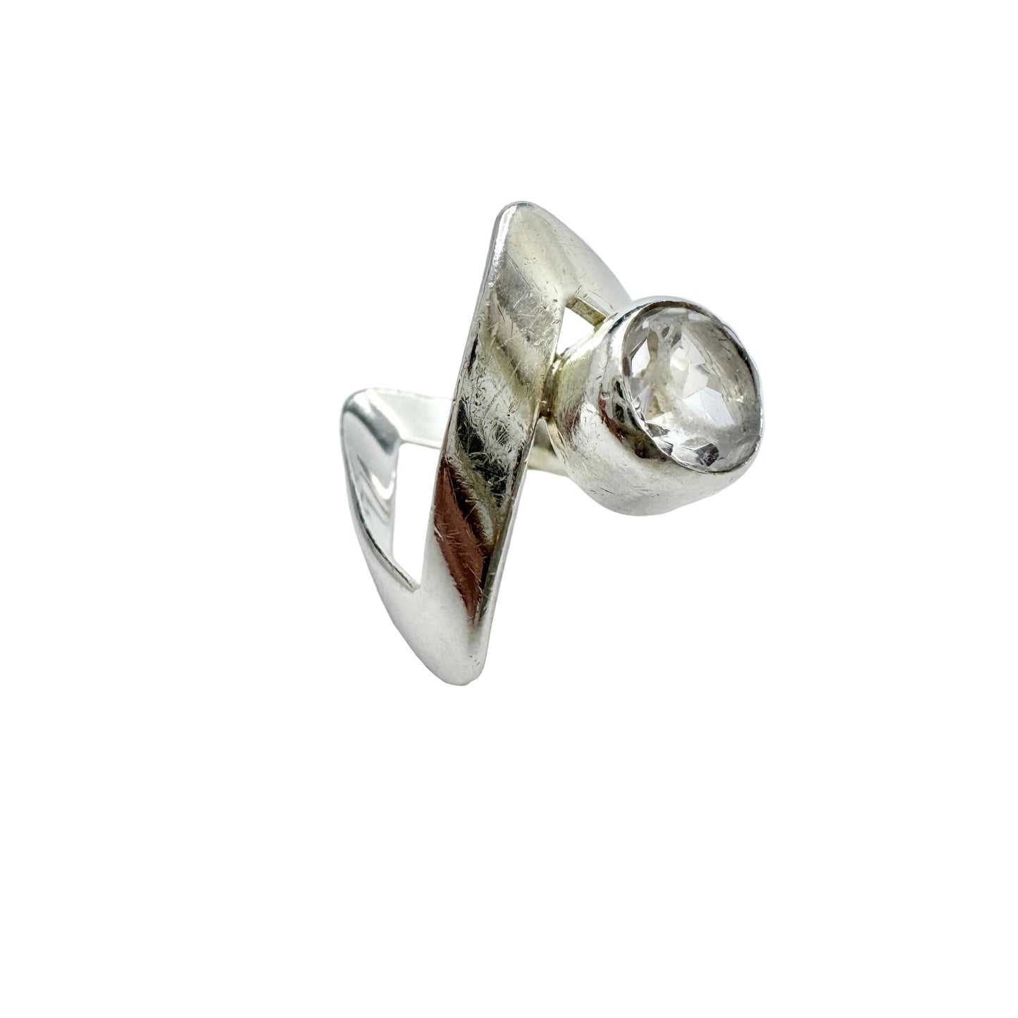 Bengt Hallberg, Sweden 1974. Vintage Sterling Silver Rock Crystal Ring.