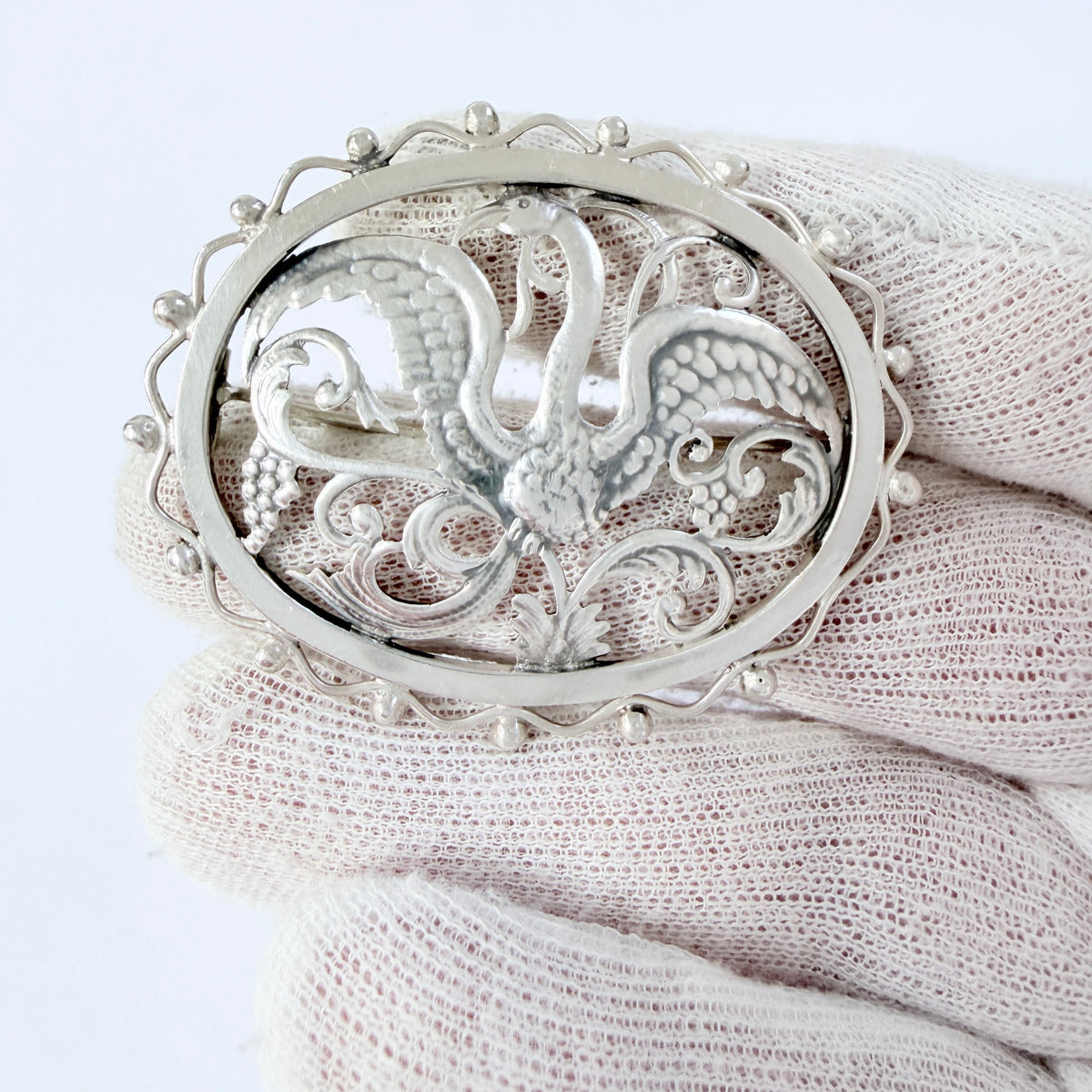 Gustav H N-Nyhede, Sweden 1943. Vintage Solid Silver Bird of Paradise? Brooch.
