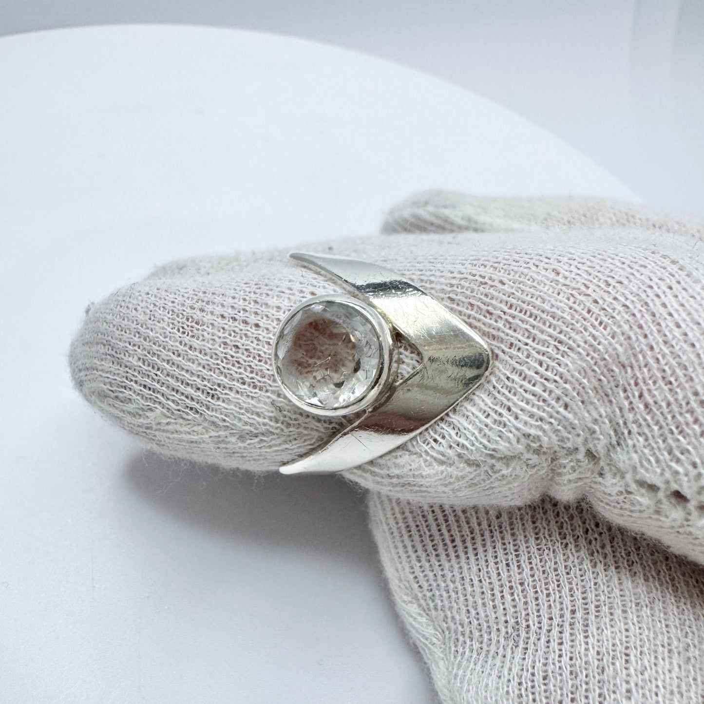 Bengt Hallberg, Sweden 1974. Vintage Sterling Silver Rock Crystal Ring.