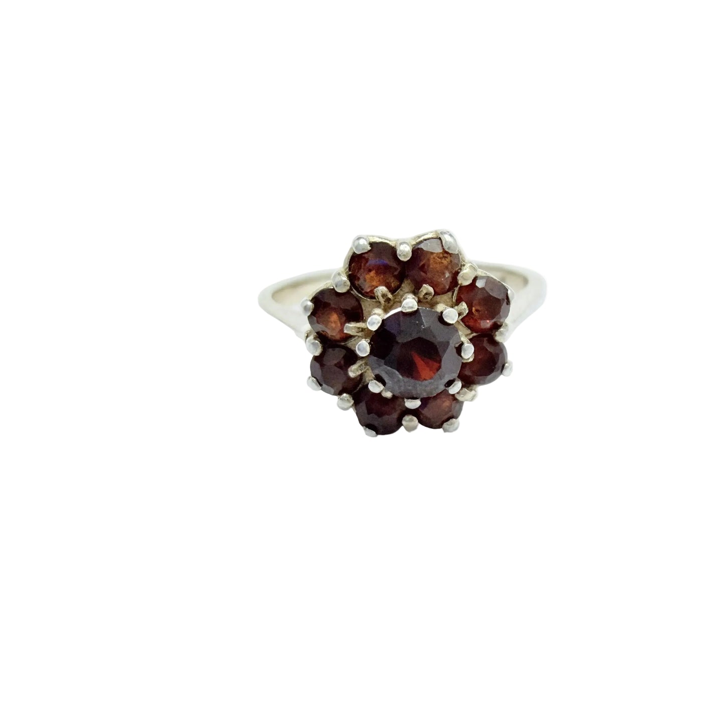 Vintage ca 1950s. Solid Silver Garnet Ring.