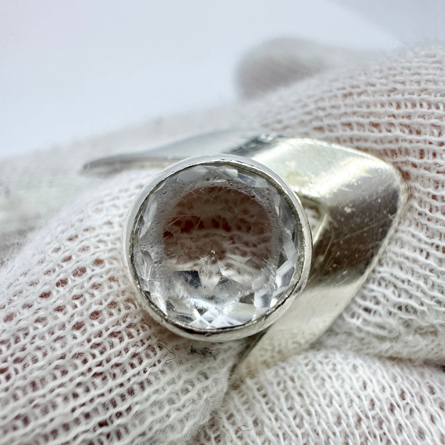 Bengt Hallberg, Sweden 1974. Vintage Sterling Silver Rock Crystal Ring.