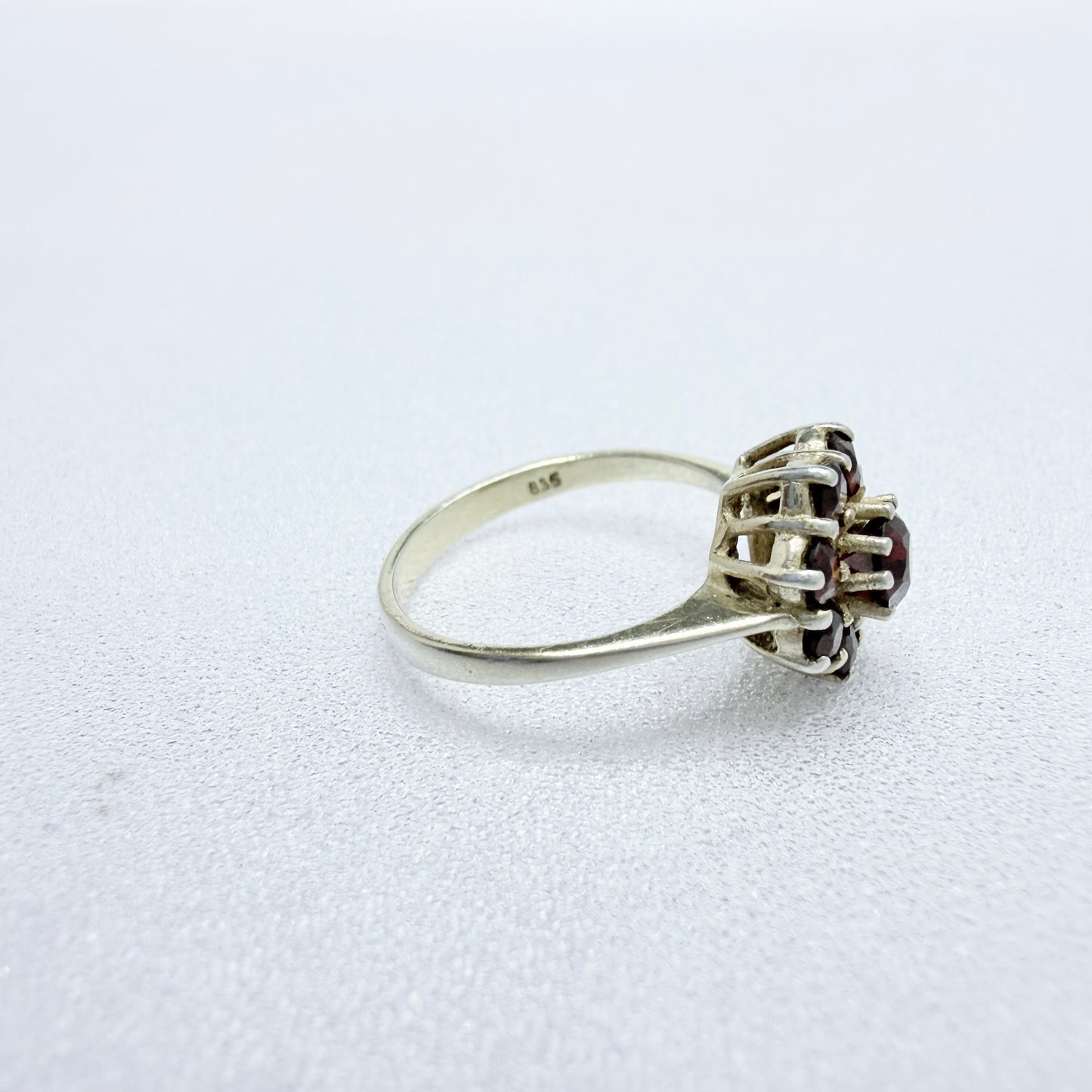 Vintage ca 1950s. Solid Silver Garnet Ring.