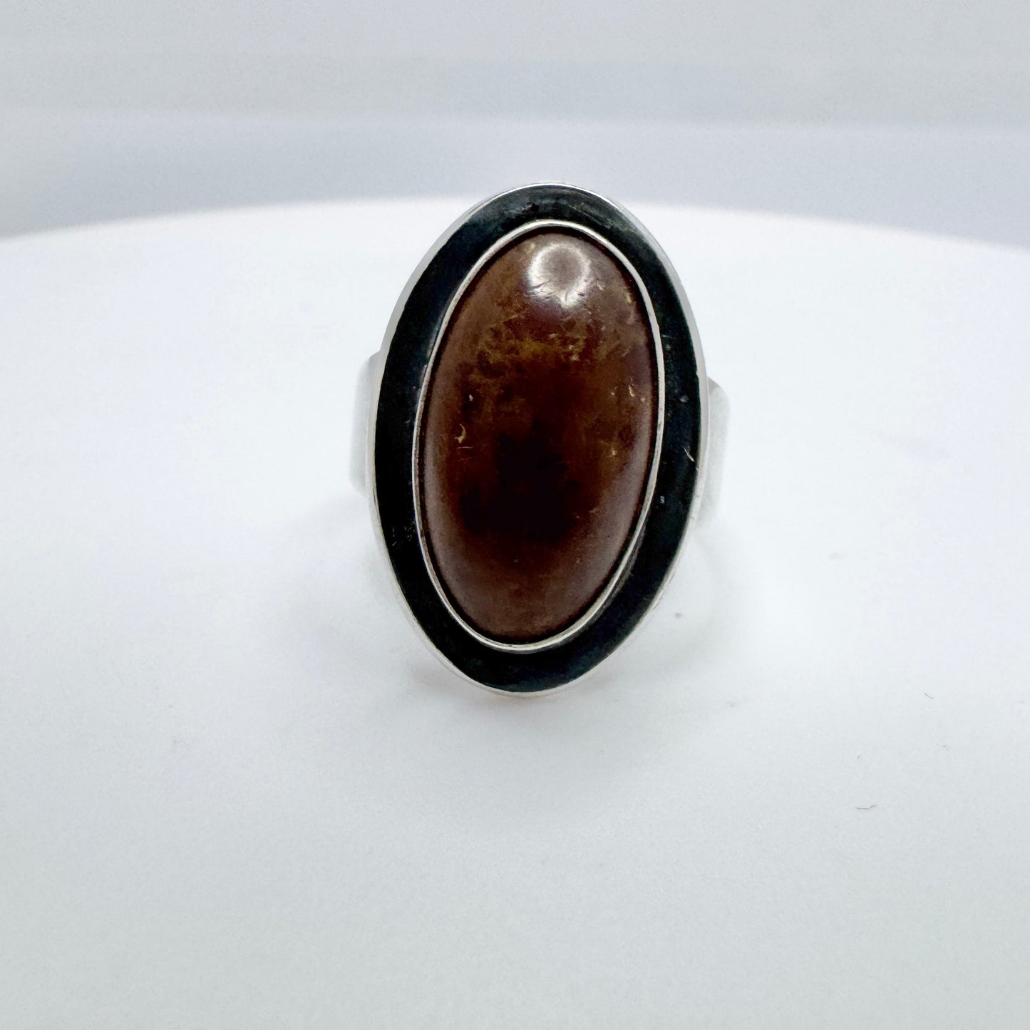 Niels Erik From, Denmark ca 1960. Vintage Sterling Silver Amber Ring.