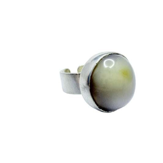 ART, Sheffield 1969. Vintage Sterling Silver Agate Ring.