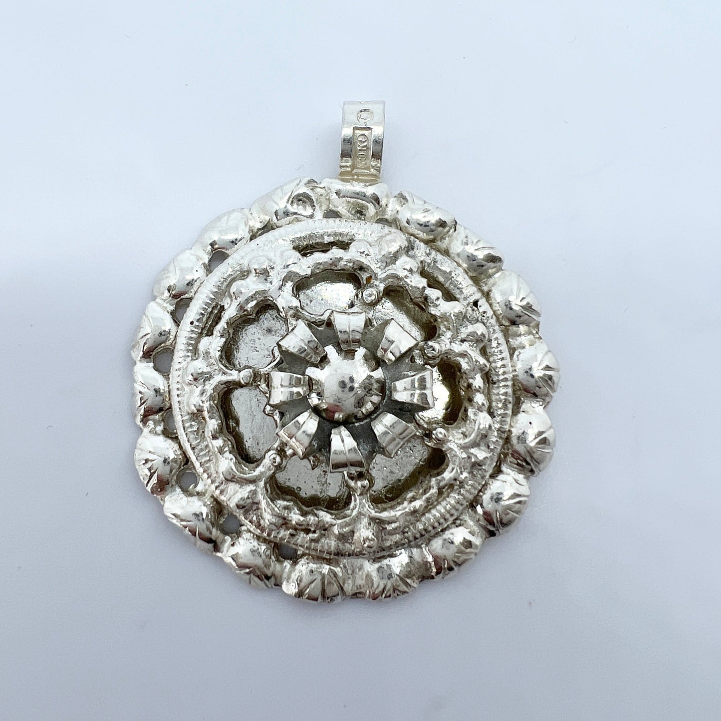 Nordisk Kokusai, Sweden 1974-79. Vintage Sterling Silver Old Sami / Laplander Copy Pendant.