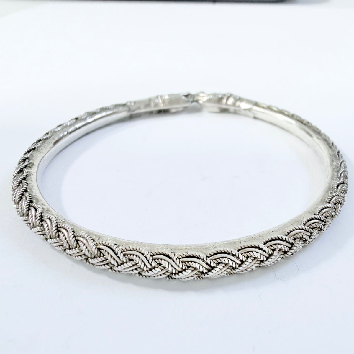 Vintage Sterling Silver Tribal Bangle Bracelet.