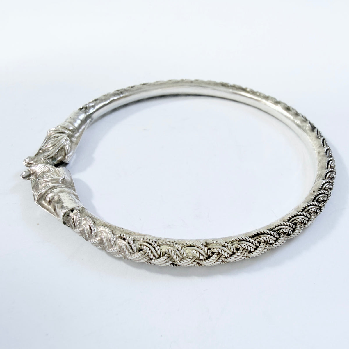Vintage Sterling Silver Tribal Bangle Bracelet.