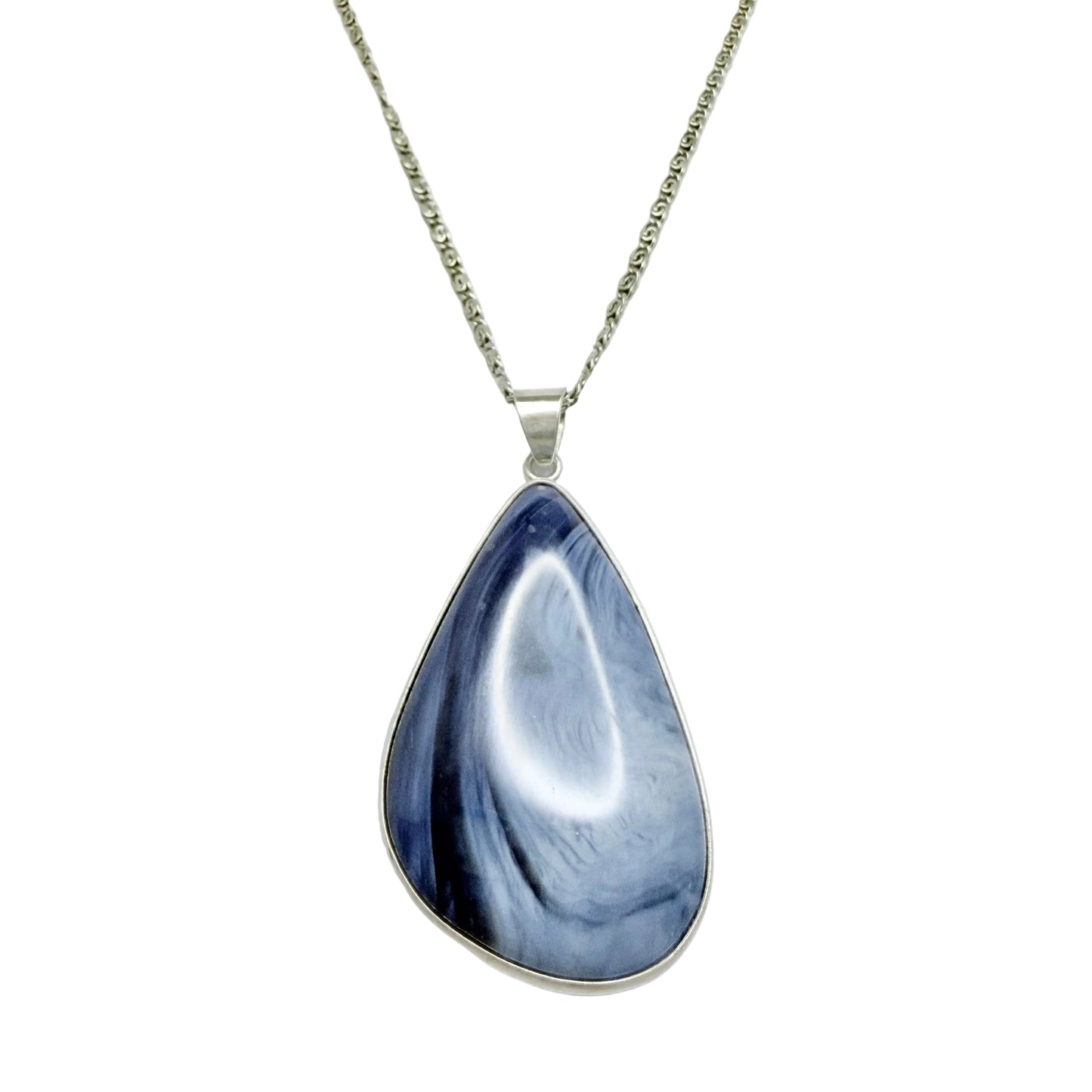 Marnefeldt, Sweden 1968. Vintage Solid Silver Bergslagen-stone Pendant Necklace.