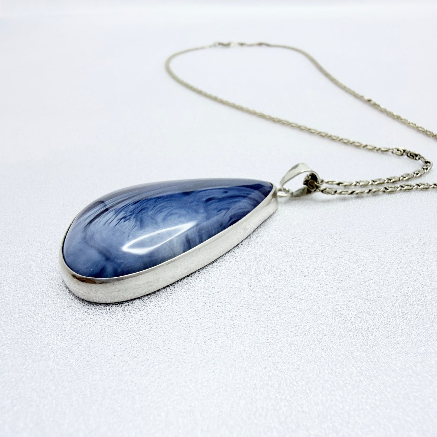 Marnefeldt, Sweden 1968. Vintage Solid Silver Bergslagen-stone Pendant Necklace.