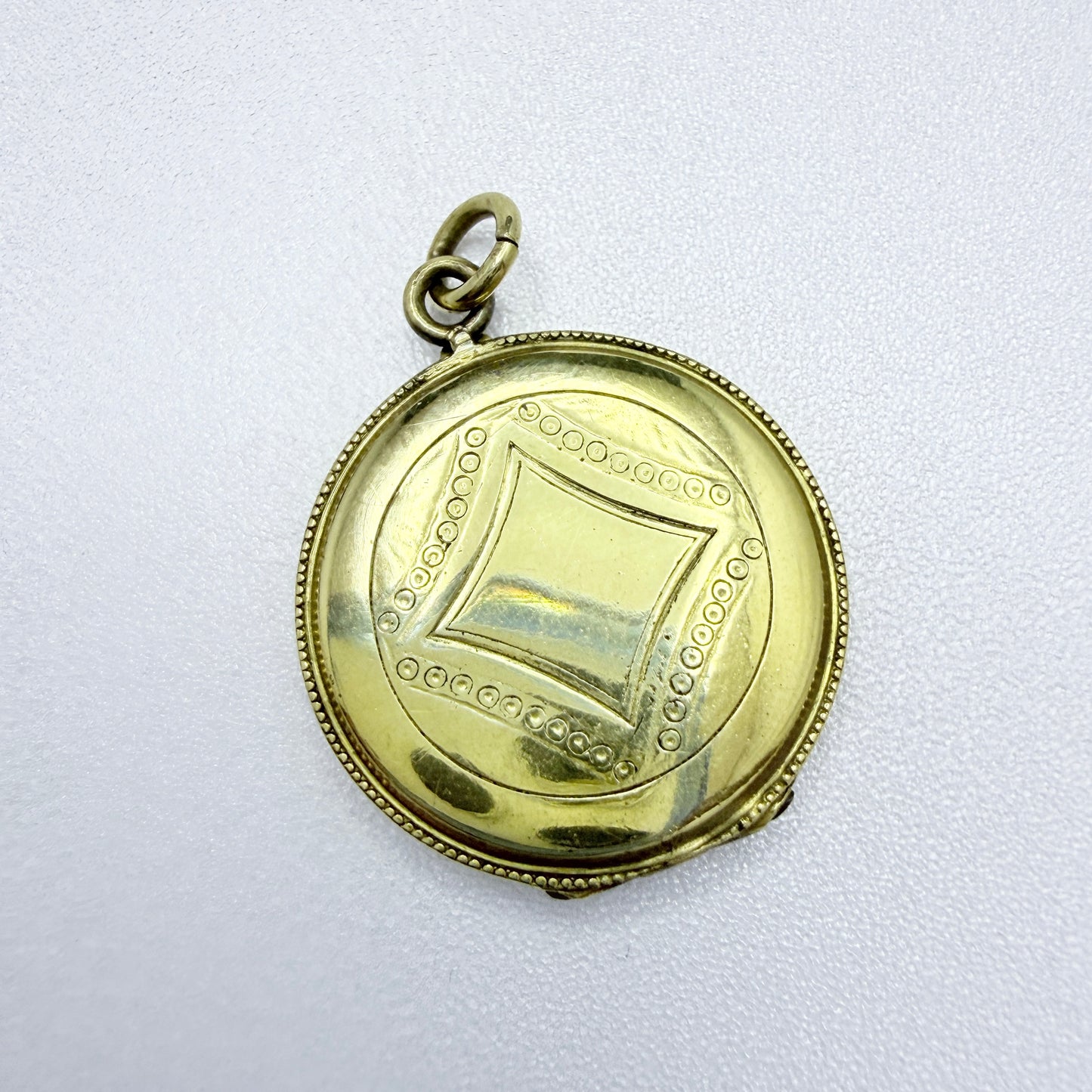 Antique Jugendstil Gilt Metal Ruby Locket Pendant.