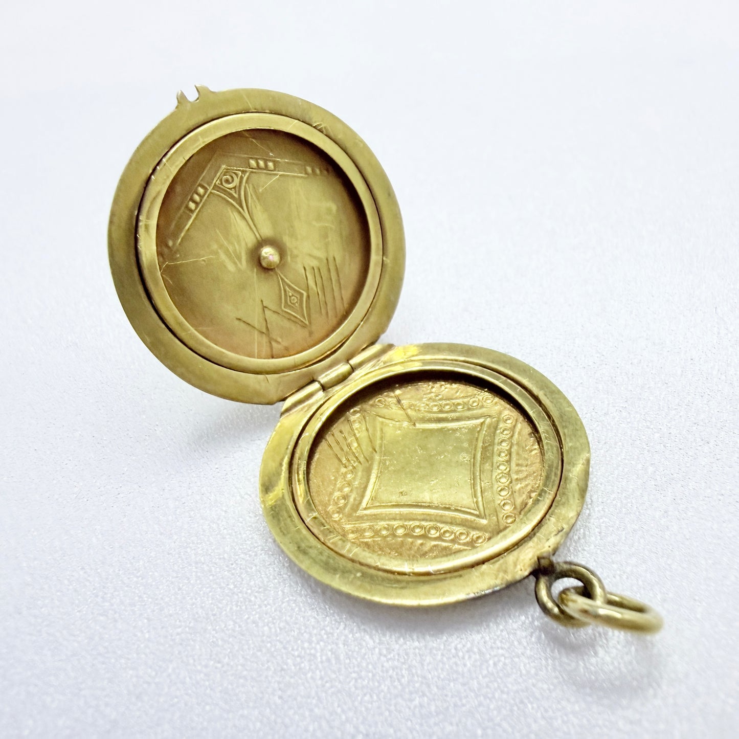 Antique Jugendstil Gilt Metal Ruby Locket Pendant.