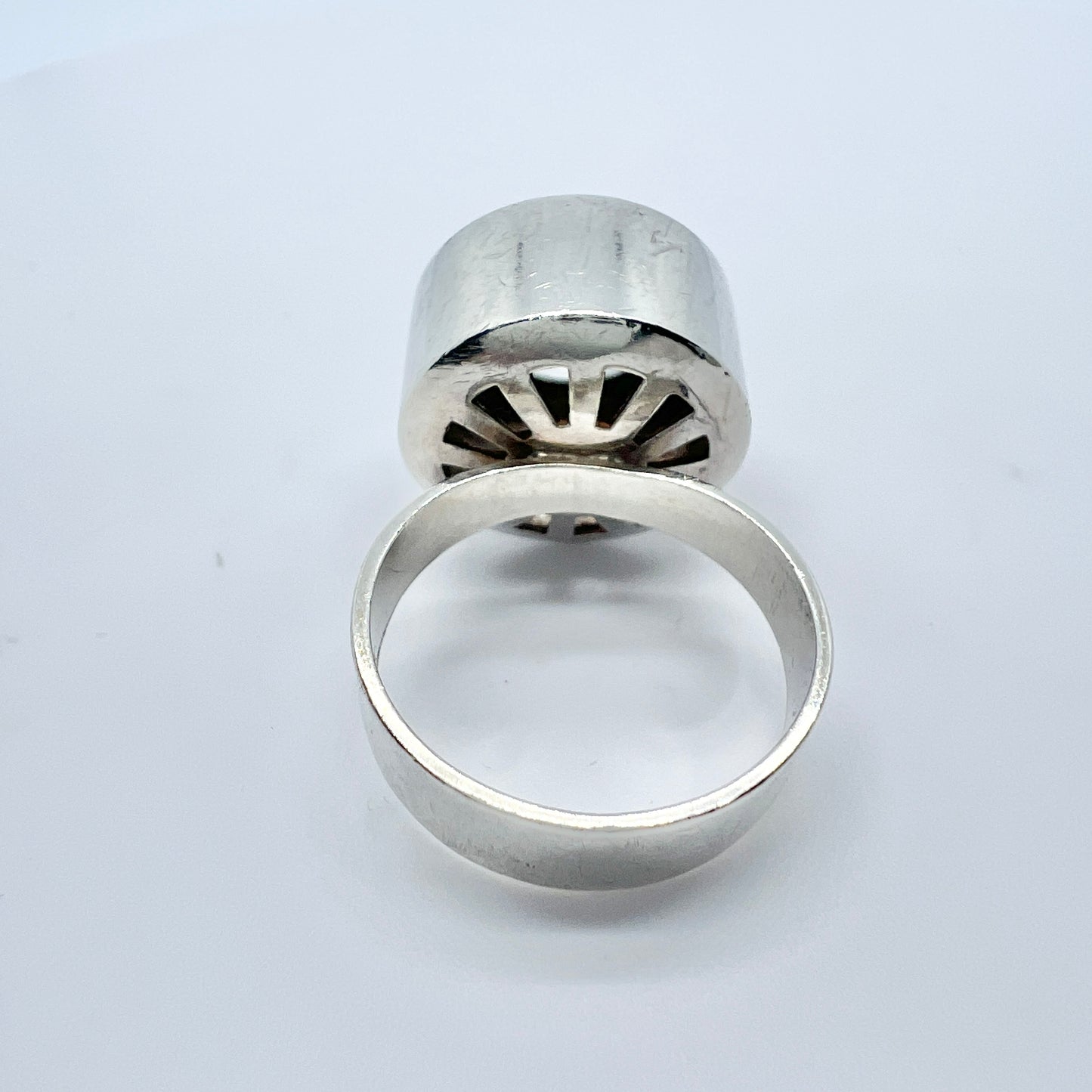 Vintage 1960-70s. Solid Silver Rock Crystal Ring. Prob. Denmark.