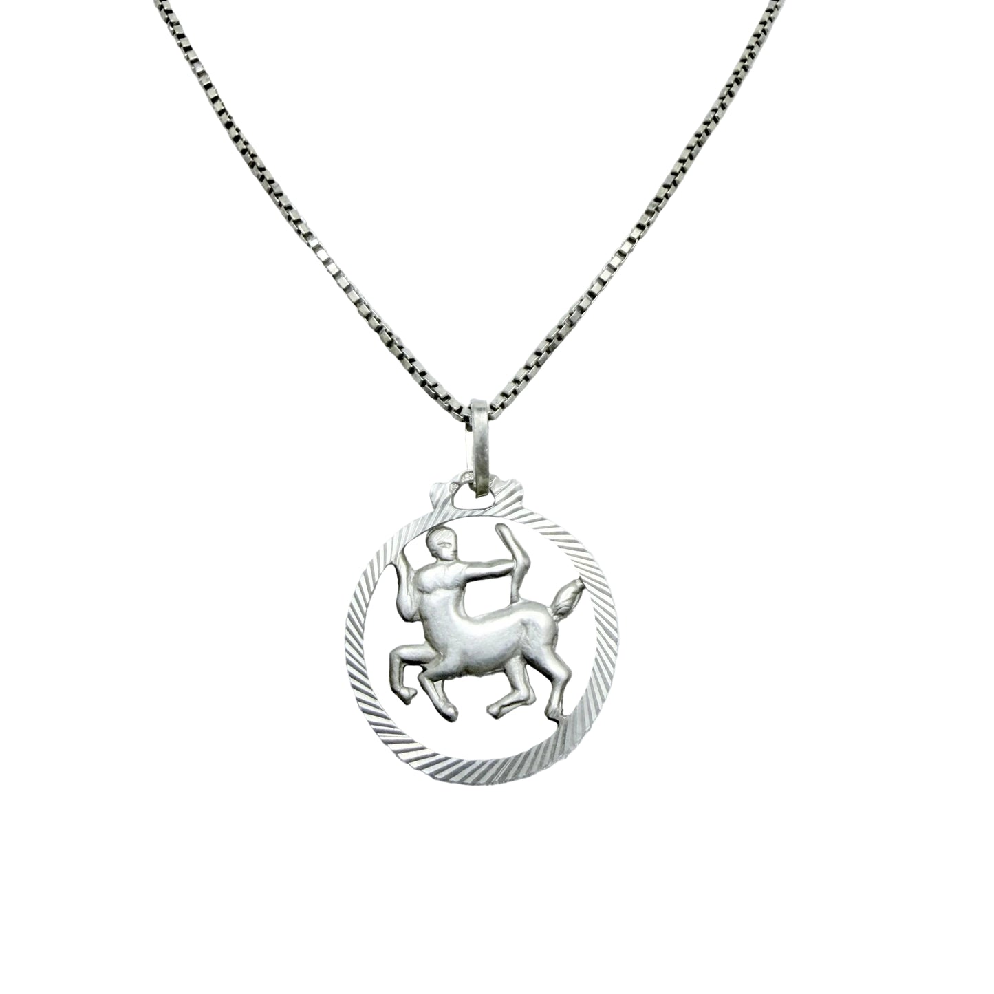 Vintage Solid Silver Zodiac Sagittarius Pendant Necklace