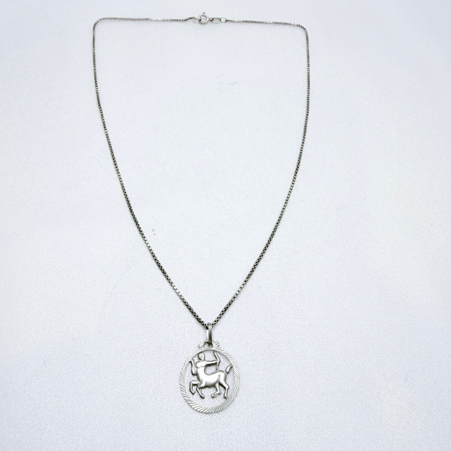 Vintage Solid Silver Zodiac Sagittarius Pendant Necklace