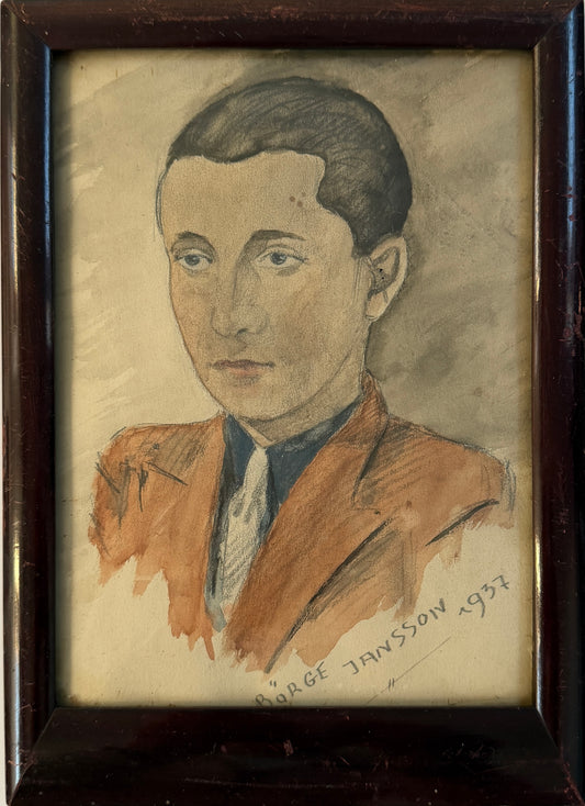 Sweden 1937. Vintage Watercolor Portrait Painting.