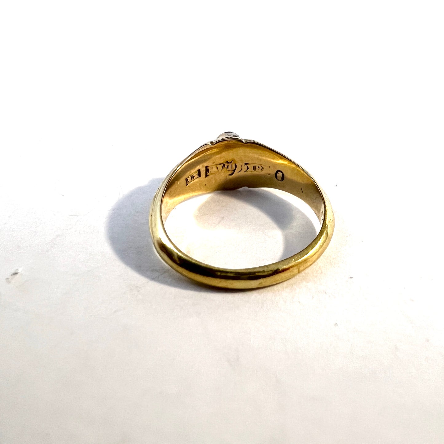 Stockholm year 1856, Victorian 18k Gold Enamel Faith Hope Love Ring