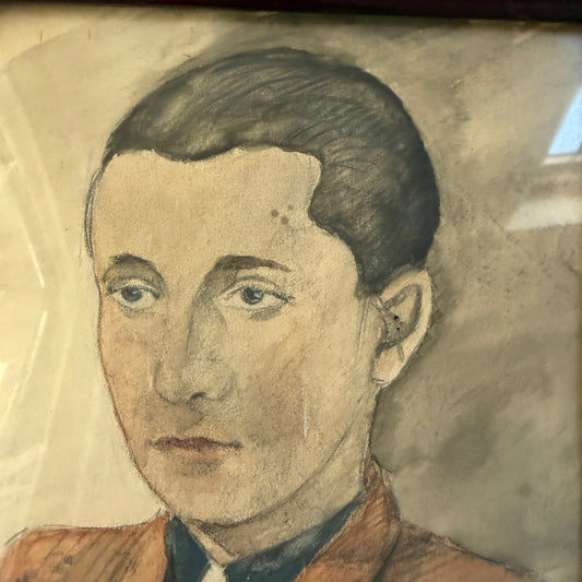 Sweden 1937. Vintage Watercolor Portrait Painting.
