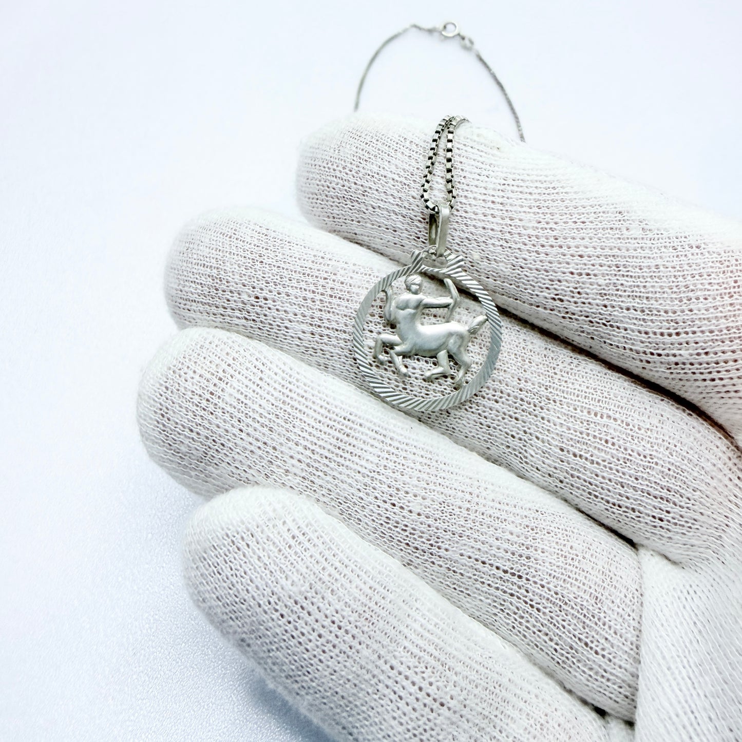 Vintage Solid Silver Zodiac Sagittarius Pendant Necklace